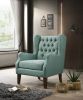 Irwin 29.5" Teal Linen Button Tufted Wingback Chair