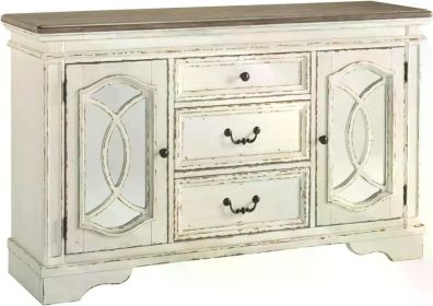 Realyn French Country Distressed Dining Room Buffet or Server, Chipped White