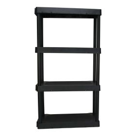 Hyper Tough Plastic 4-Tier Storage Shelves 47.6"H x 21.75"W x 14"D, 240lb Total Capacity, Black