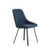 Dining Chairs set of 2, Upholstered Side Chairs, Adjustable Kitchen Chairs Accent Chair Cushion Upholstered Seat with Metal Legs for Living Room Blue