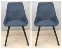Dining Chairs set of 2, Upholstered Side Chairs, Adjustable Kitchen Chairs Accent Chair Cushion Upholstered Seat with Metal Legs for Living Room Blue
