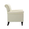 Mid-Century Modern Accent Chair, Linen Armchair w/Tufted Back/Wood Legs, Upholstered Lounge Arm Chair Single Sofa for Living Room Bedroom, Beige