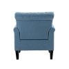Mid-Century Modern Accent Chair, Linen Armchair w/Tufted Back/Wood Legs, Upholstered Lounge Arm Chair Single Sofa for Living Room Bedroom,Light Blue