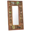 Mirror with Buddha Cladding 19.7"x31.5" Solid Reclaimed Wood