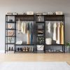 3 in 1 Metal Hall Tree; Freestanding Closet Organizer with Shelves and Shoe Rack