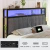 LED Queen Bed Frame with 2 Drawers,6-Side-Storage,2-Tier Storage Headboard and Charging Station, No Box Spring Needed, Bed Frame