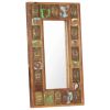 Mirror with Buddha Cladding 19.7"x31.5" Solid Reclaimed Wood