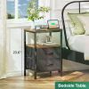 Nightstand with Charging Station, Side Table with Fabric Drawers, End Table with Open Shelf, Bedside Table USA