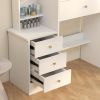 Makeup table with mirror and light, Padded makeup stool, 3 color lighting modes, adjustable brightness, 4 drawers and cabinets