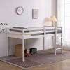 Elevated Cross Bracing Straight Ladder Twin Pine Wooden Bed White