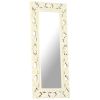 Hand Carved Mirror White 43.3"x19.7" Solid Mango Wood