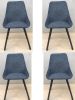 Dining Chairs set of 4, Upholstered Side Chairs, Adjustable Kitchen Chairs Accent Chair Cushion Upholstered Seat with Metal Legs for Living Room Blue