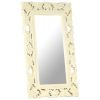 Hand Carved Mirror White 31.5"x19.7" Solid Mango Wood