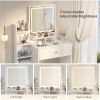 Makeup table with mirror and light, Padded makeup stool, 3 color lighting modes, adjustable brightness, 4 drawers and cabinets