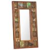 Mirror with Buddha Cladding 19.7"x31.5" Solid Reclaimed Wood