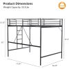 VINGLI Loft Bed Full Size with Flat Rungs for Adults, Kids and Young Teens, No Box Spring Required,Heavy Duty Metal Slat Support