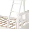 Twin Over Full Bunk Bed with Storage Drawers, Wooden Bunk Bed with Ladder and Safety Guard Rails –White