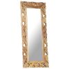 Hand Carved Mirror Brown 43.3"x19.7" Solid Mango Wood