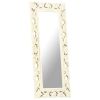 Hand Carved Mirror White 43.3"x19.7" Solid Mango Wood