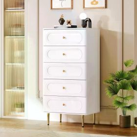 5 Drawer Dresser for Bedroom,Modern Drawer Chest,5 Chest of Drawer,Tall Storage Dresser Cabinet Organizer Unit with Metal Legs, (Color: orange)