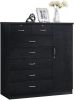 7 Drawer Jumbo Chest, Five Large Drawers, Two Smaller Drawers with Two Lock, Hanging Rod, and Three Shelves, Black