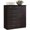 7 Drawer Jumbo Chest, Five Large Drawers, Two Smaller Drawers with Two Lock, Hanging Rod, and Three Shelves, Black