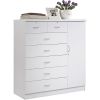 7 Drawer Jumbo Chest, Five Large Drawers, Two Smaller Drawers with Two Lock, Hanging Rod, and Three Shelves, Black