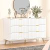 White Dresser, Modern 6-Drawer Dresser for Bedroom with Gold Handles, Wide Chest of Drawers for Living Room