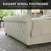 King Size Bed Frame, Chenille Upholstered Sleigh Beds with Scroll Wingback Headboard & Footboard/Button, King Size Bed Frame
