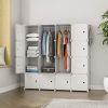 Portable Closet Wardrobe, 16-Cube Clothes Storage Organizer, Bedroom Furniture, White, Bedroom Wardrobe